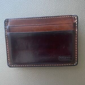 Coach Two-Tone Leather Card Holder